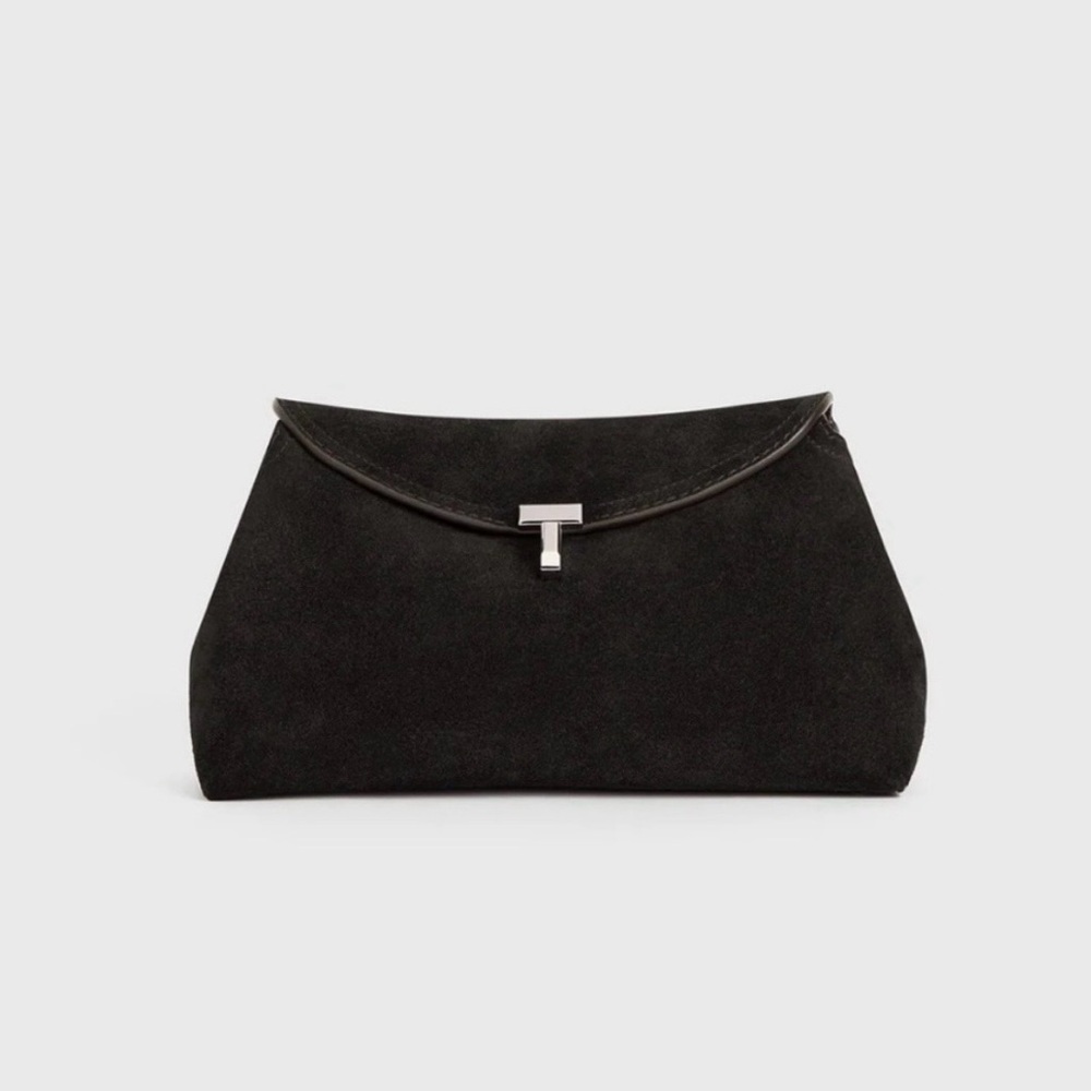 NWT Toteme T-Lock Suede Clutch in Espresso - Picture 12 of 15